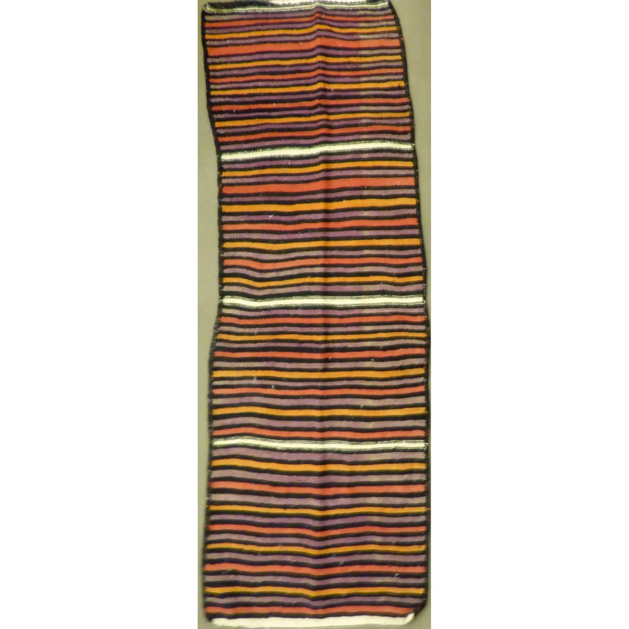 One Of The Kind Authentic Hand-Knotted Sanandaj Vintage Kilim 7'7" X 2'9"